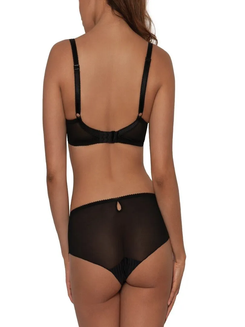 Shorty rayures et voile semi-transparent Ritzy - Noir